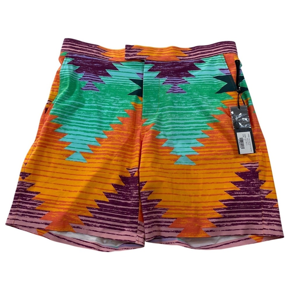 Greyson Green Flash Superior Swim Shorts 36 Multi Geometric Southwest MSP23T42